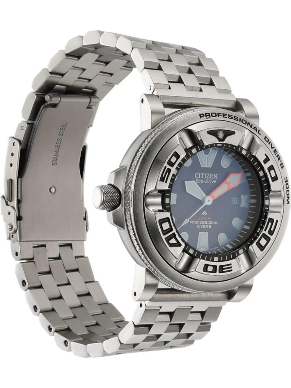 Silver Watch Adapters & 24mm Band for Eco-Drive Promaster BJ8050 Dive Watch